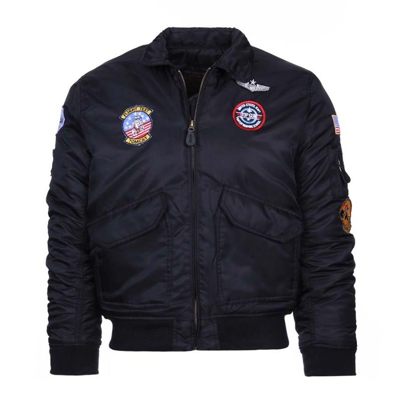 Kinder Bomberjacket model Pilot / BLACK / met div emblemen-1025-a